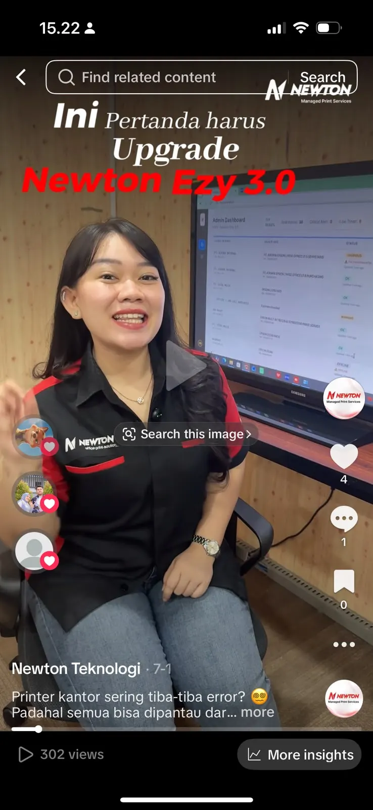 Tangkapan layar video Newton Teknologi: Ini pertanda harus upgrade Newton Ezy 3.0